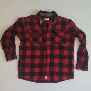 Wrangler Red and Black Plaid Button Down Shirt